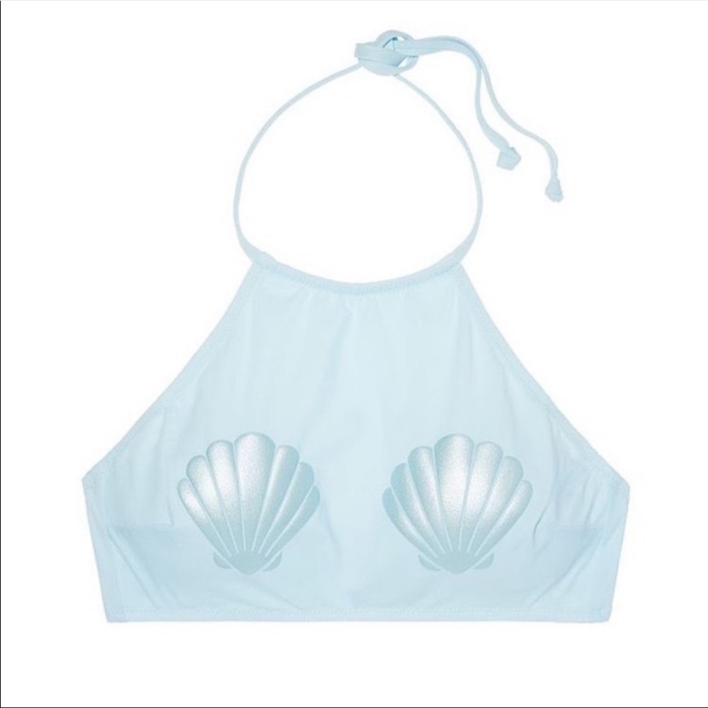 PINK halter bathing suit top with 🐚 design